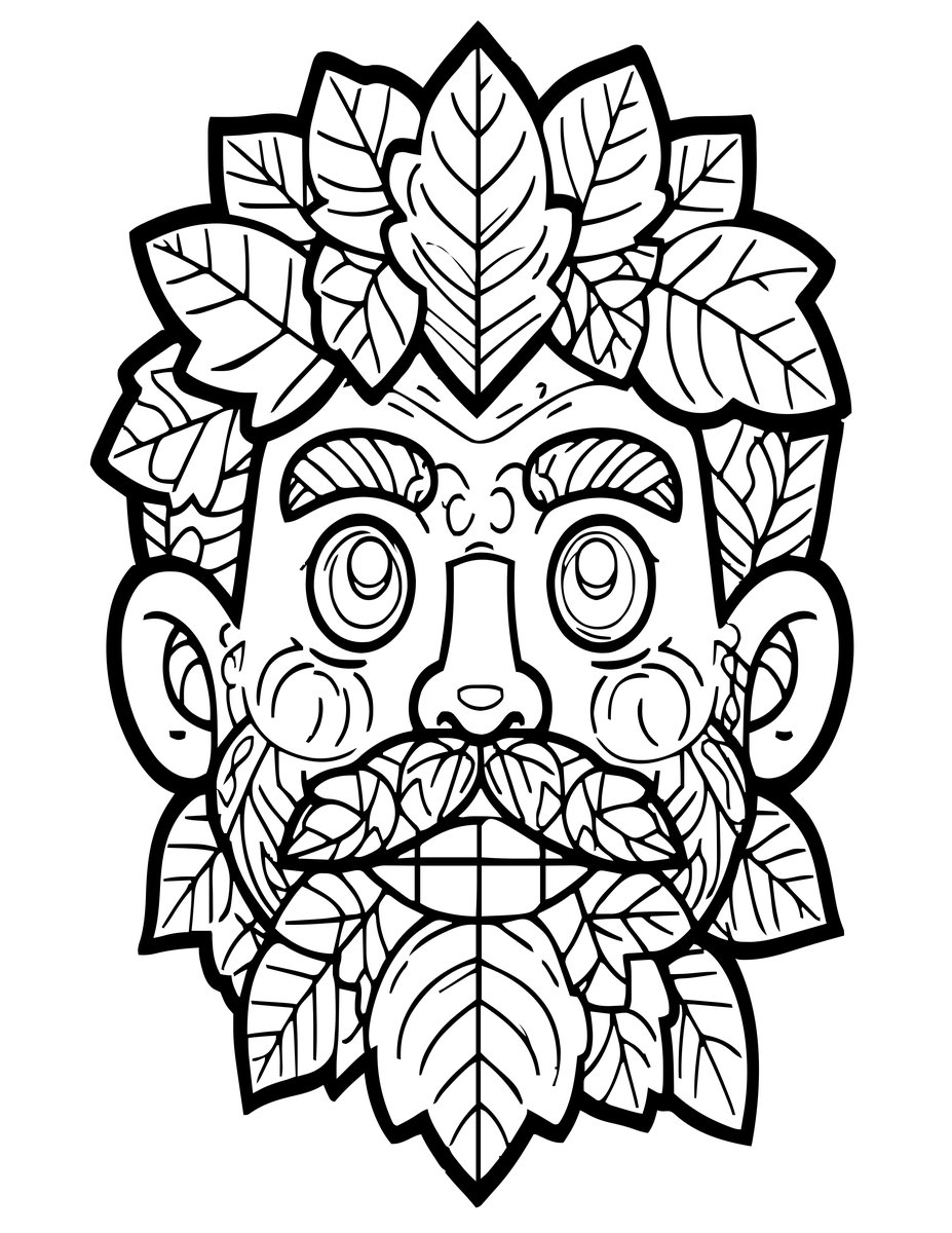 Green Man Grotesque - free printable coloring page