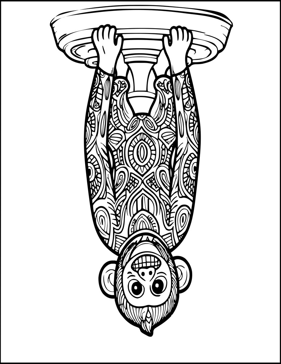 Monkey Grotesque - free printable coloring page