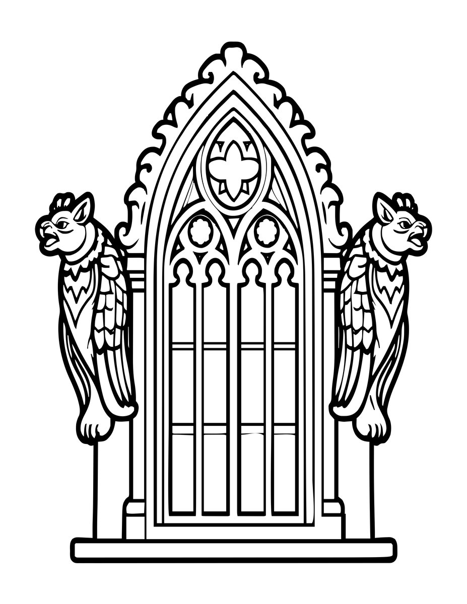 Pair of Gargoyles - free printable coloring page