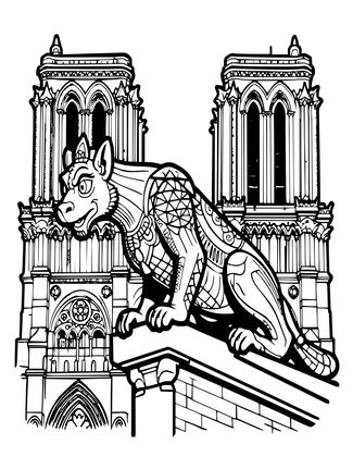 Gothic Cathedral Gargoyle - Free printable coloring page