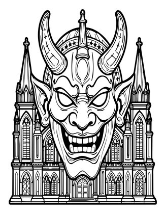 Gothic Demon Face - Free printable coloring page
