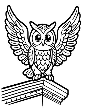 Owl Gargoyle - Free printable coloring page