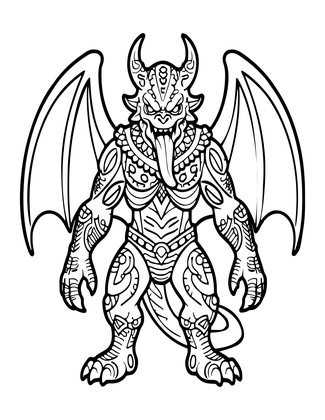 Winged Demon Gargoyle - Free printable coloring page