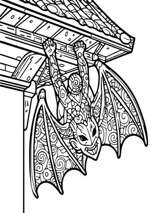 Bat Grotesque - Free printable coloring page
