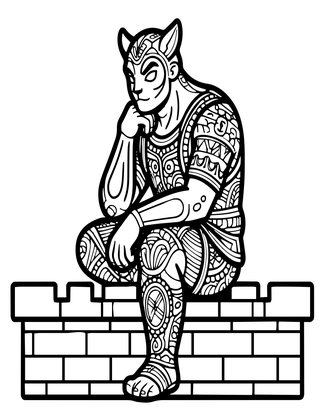 Thinking Gargoyle - Free printable coloring page