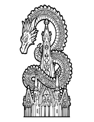 Dragon Gargoyle - Free printable coloring page