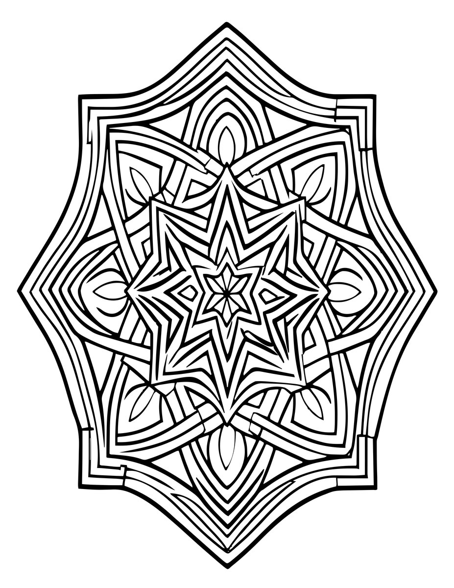 Islamic Star Pattern - free printable coloring page