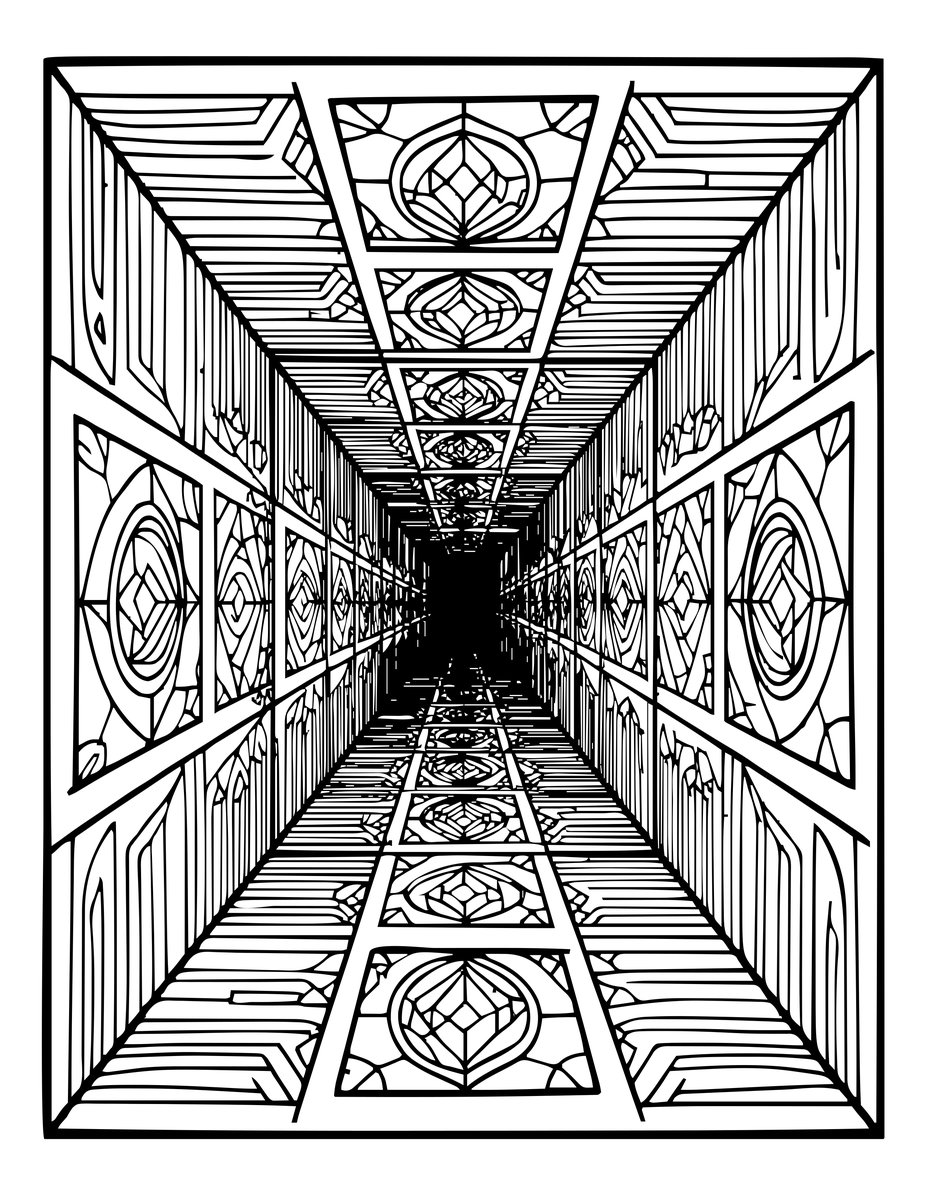 Perspective Tunnel - free printable coloring page