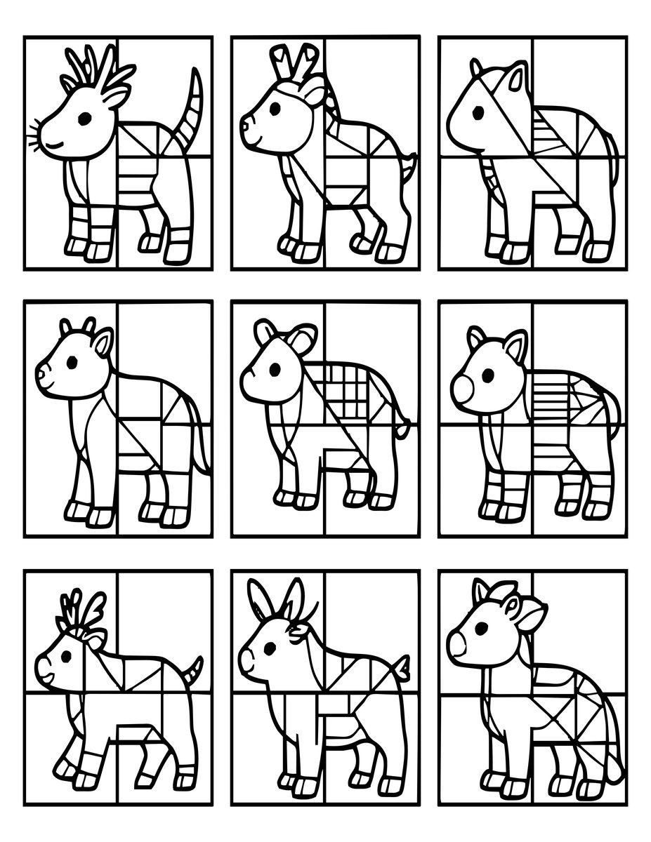 Tangram Composition - free printable coloring page