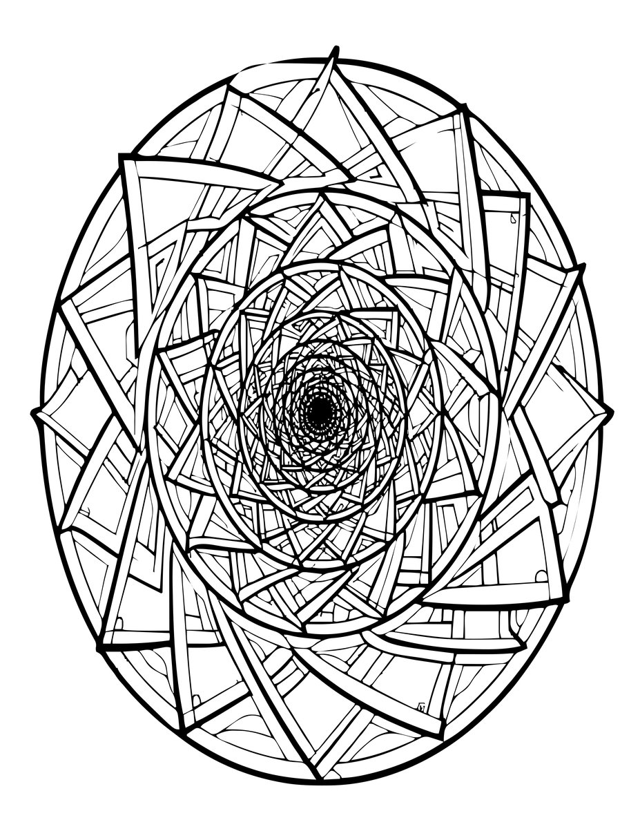 Spiral of Triangles - free printable coloring page