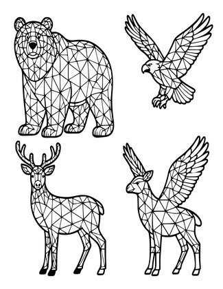 Geometric Animals - Free printable coloring page