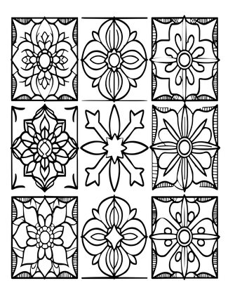 Tile Mosaic - Free printable coloring page