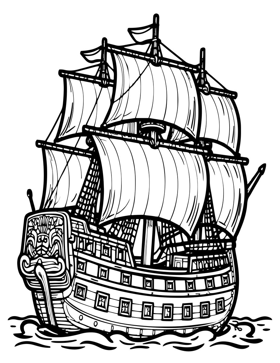 Ghost Galleon - free printable coloring page
