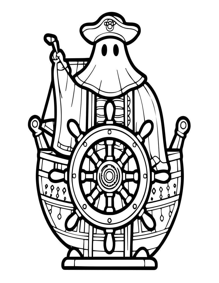 Ghost Ship Captain - free printable coloring page