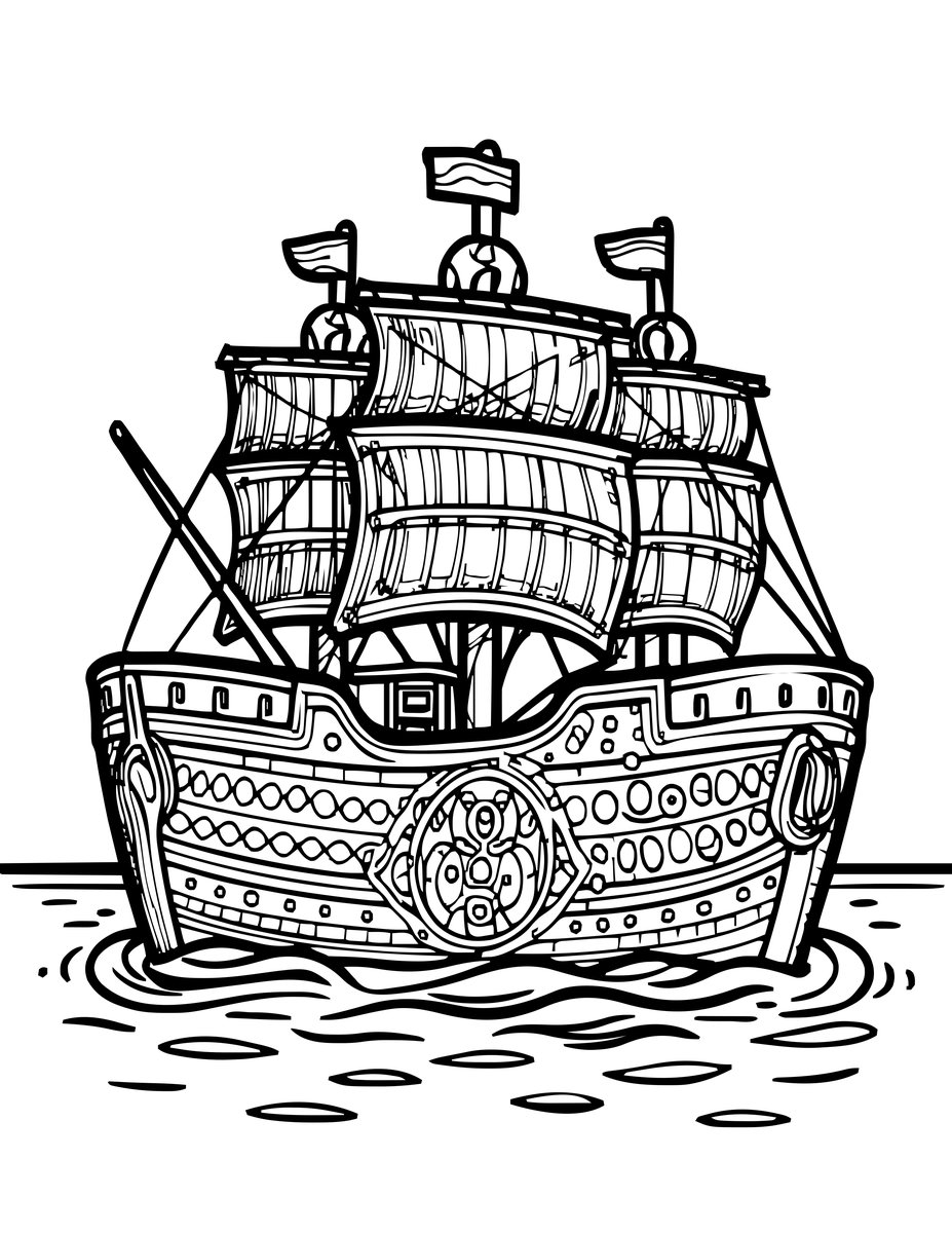 Sunken Ghost Ship - free printable coloring page