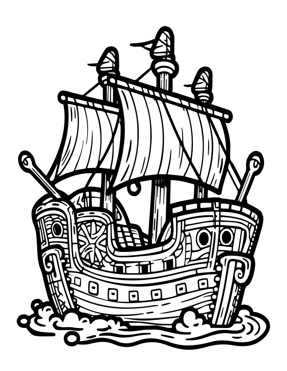 Ghost Ship Treasure - free printable coloring page