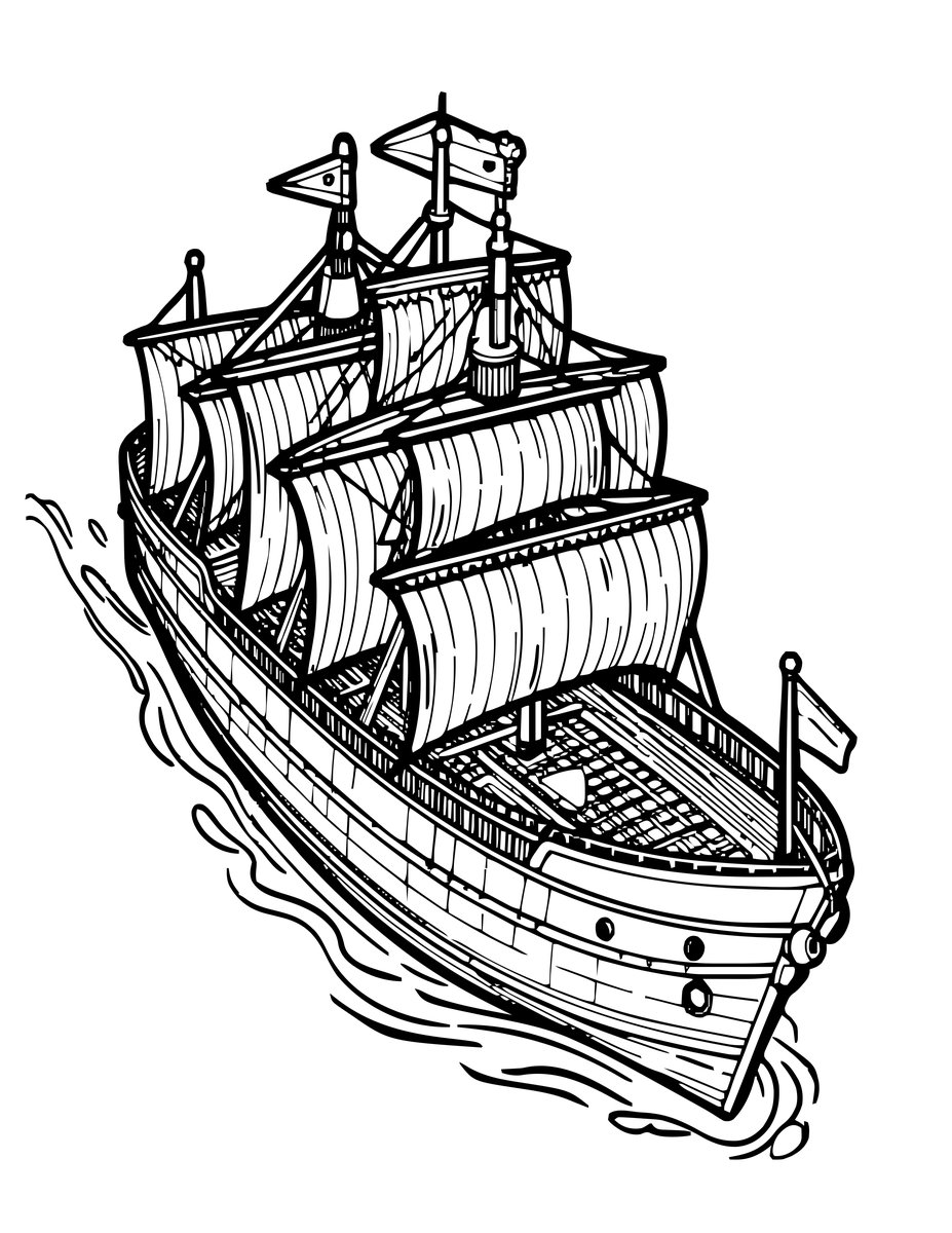 Ghost Ship Aerial - free printable coloring page