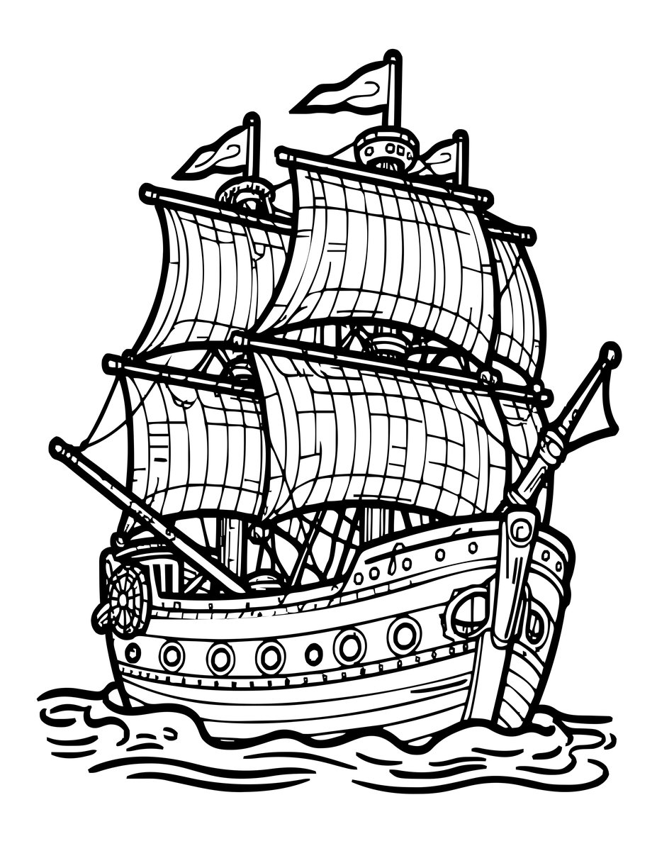 Ghost Ship Map - free printable coloring page