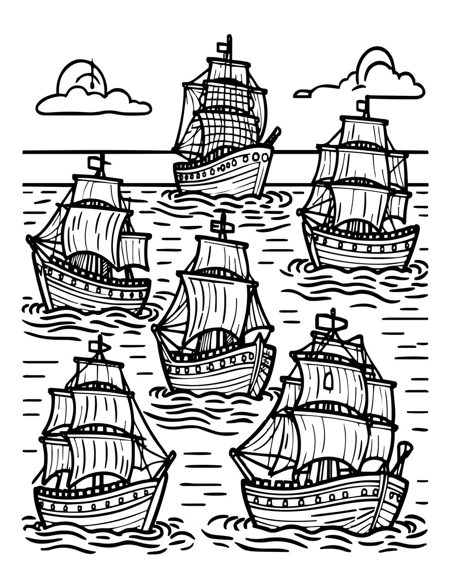 Ship Graveyard - free printable coloring page