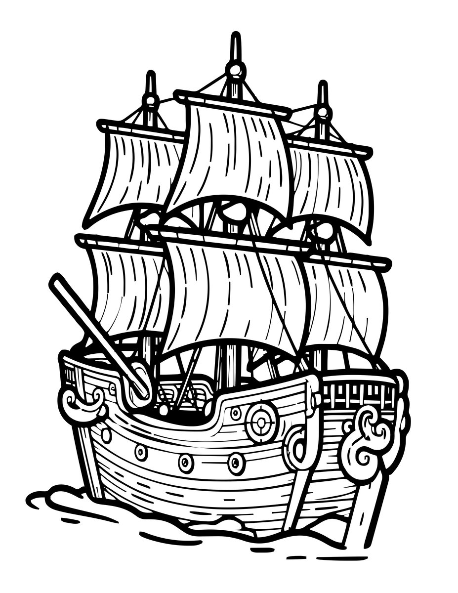 Ghost Ship Interior - free printable coloring page