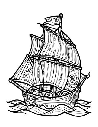Flying Dutchman - Free printable coloring page