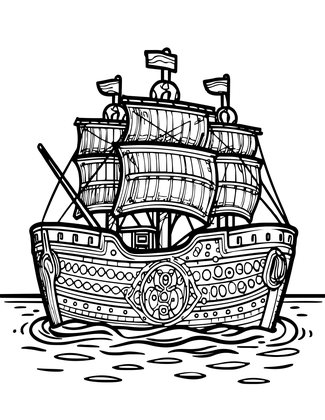 Sunken Ghost Ship - Free printable coloring page