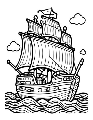 Ghost Ship and Storm - Free printable coloring page