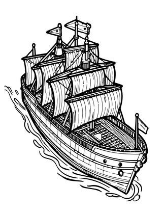 Ghost Ship Aerial - Free printable coloring page