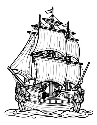 Ghost Ship Rigging - Free printable coloring page