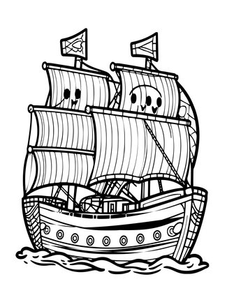 Twin Ghost Ships - Free printable coloring page