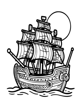 Ghost Ship at Night - Free printable coloring page