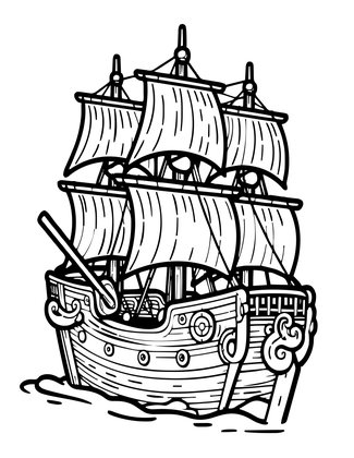 Ghost Ship Interior - Free printable coloring page