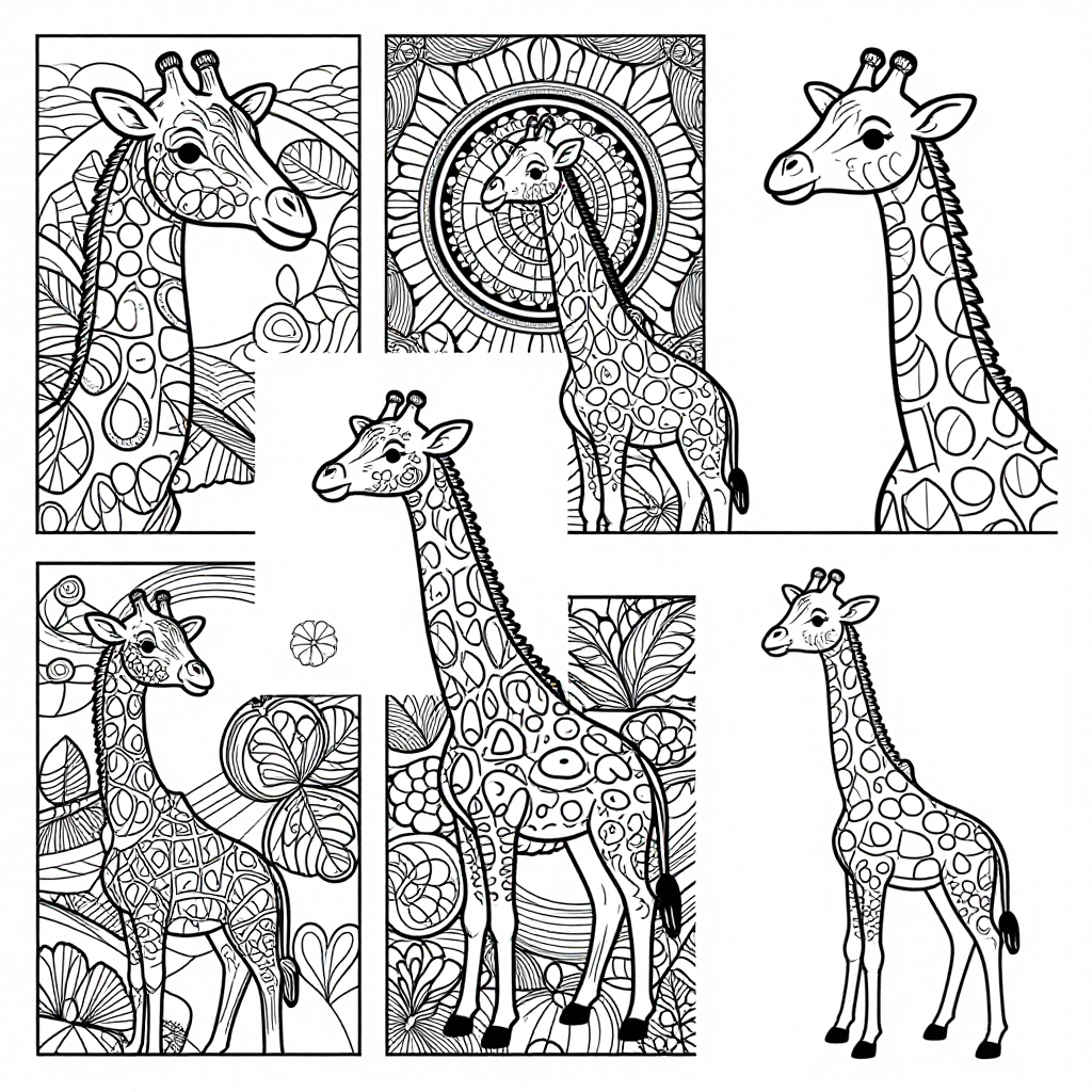 Giraffes coloring pages collection - 30 free printable pages