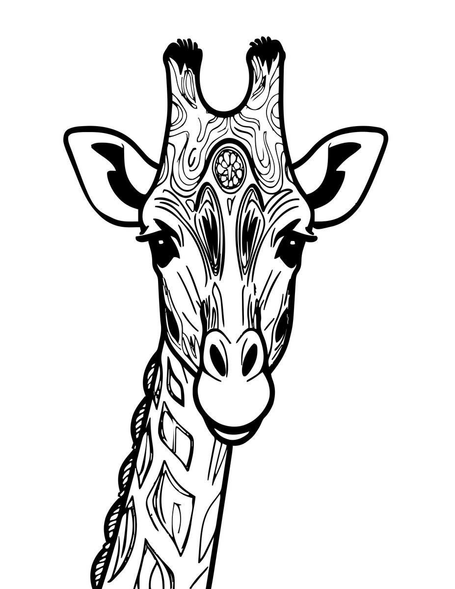 Giraffe Portrait - free printable coloring page
