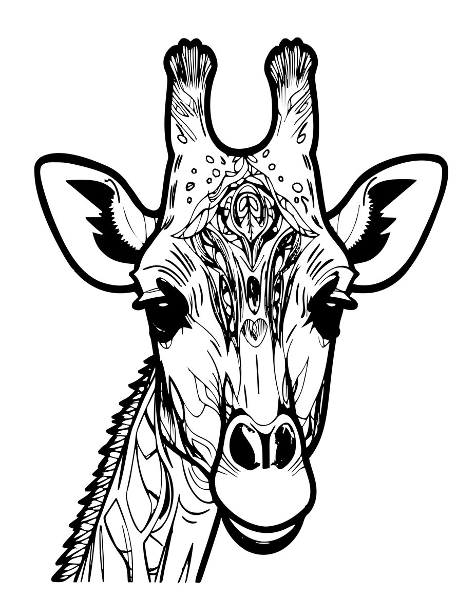 Giraffe Ossicones - free printable coloring page