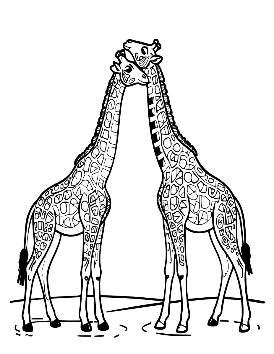 Giraffe Pair - free printable coloring page