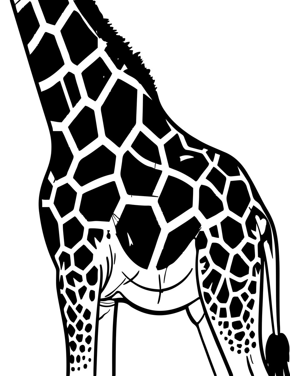 Giraffe Close Pattern - free printable coloring page