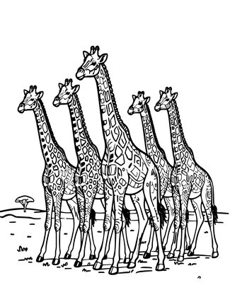 Tower of Giraffes - Free printable coloring page