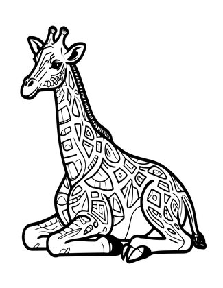 Giraffe Resting - Free printable coloring page