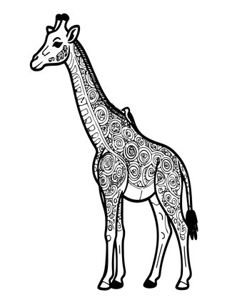 Giraffe and Birds - Free printable coloring page
