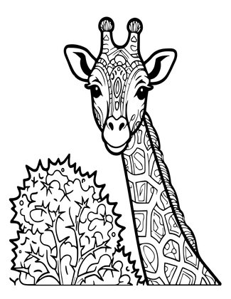 Giraffe Peering Over - Free printable coloring page