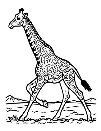 Giraffe Running - Free printable coloring page