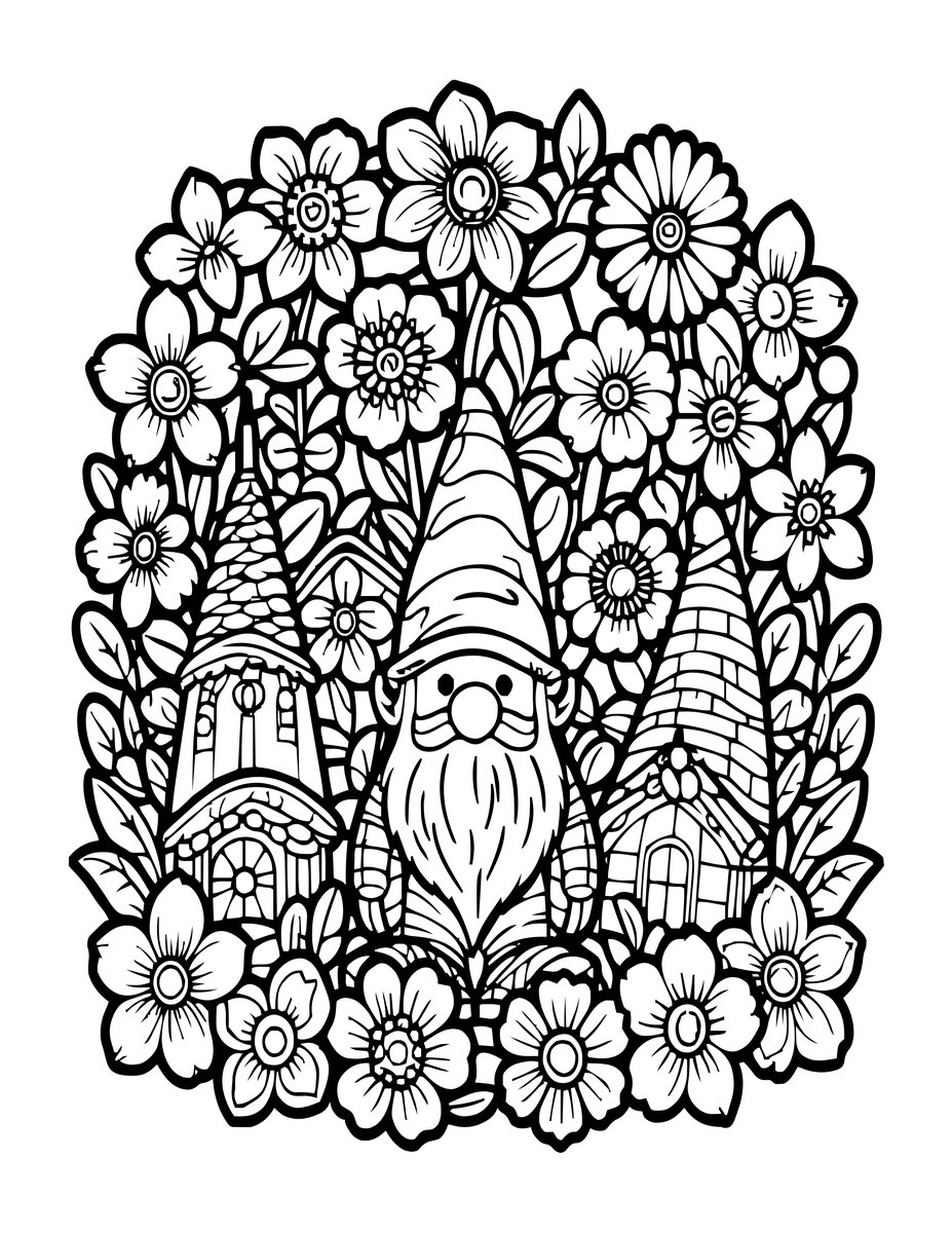 Hedgerow Village - free printable coloring page