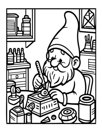 Gnome Tinker - Free printable coloring page