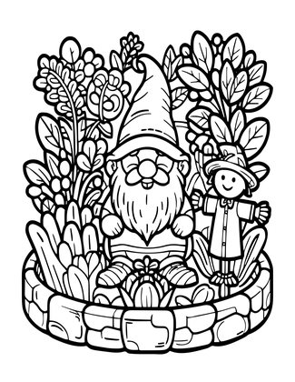 Gnome Garden - Free printable coloring page