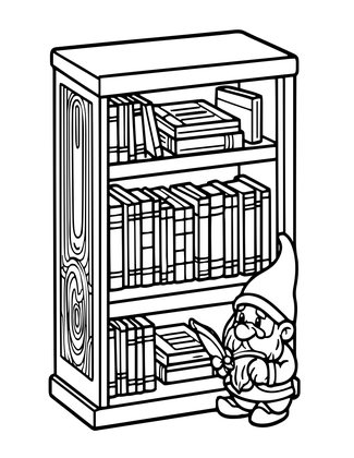 Gnome Library - Free printable coloring page