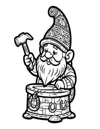 Gnome Forge - Free printable coloring page