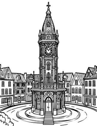 Clocktower - Free printable coloring page
