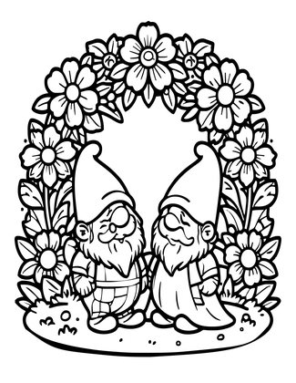 Gnome Wedding - Free printable coloring page