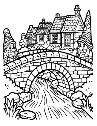 Gnome Bridge - Free printable coloring page